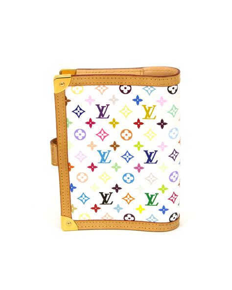 louis vuitton small agenda cover in white multi-color monogram canvas